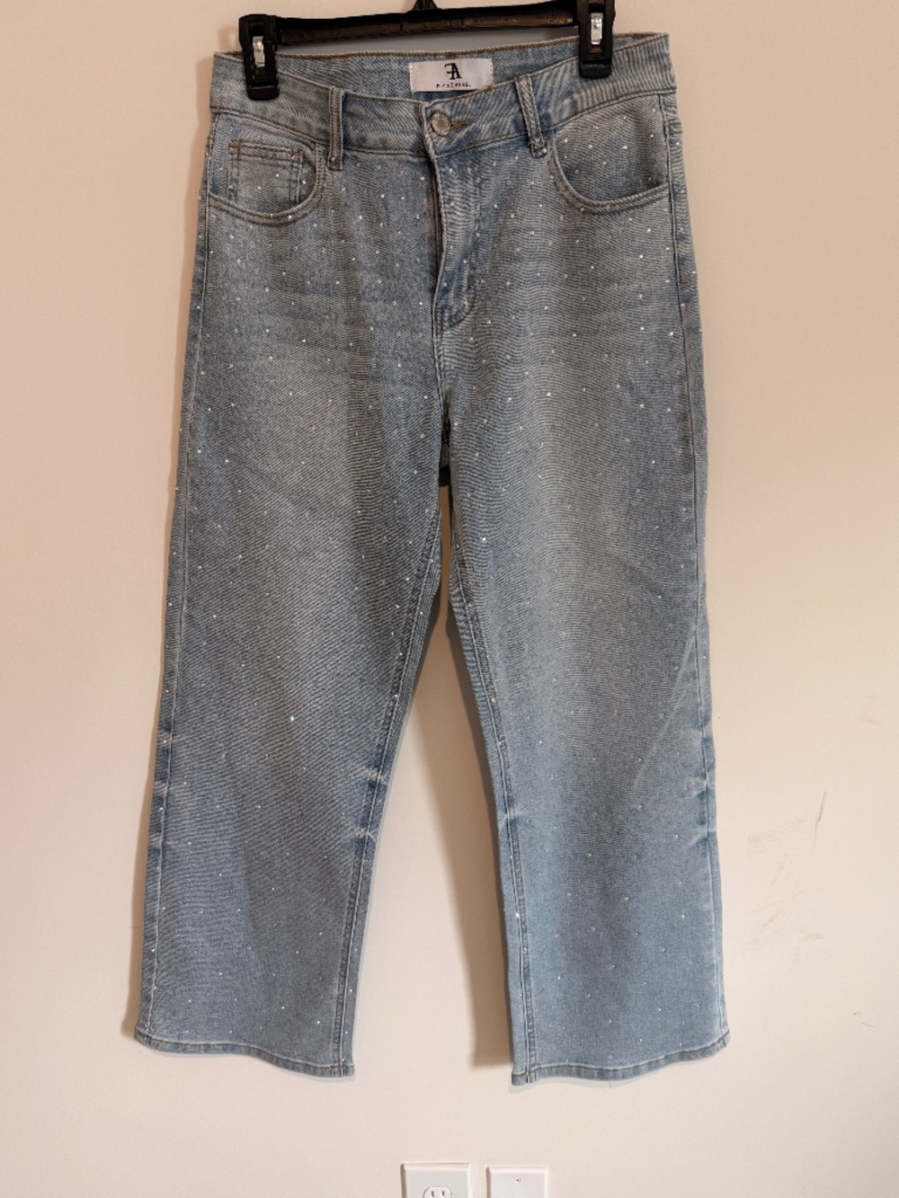 Flying angel rhinestone jeans